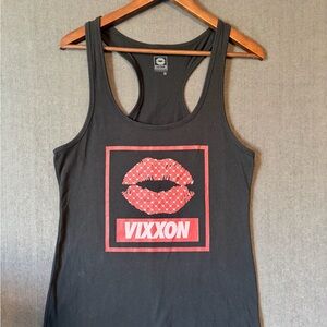 DIXXON Black Racerback Tank with Red Lip Graphic